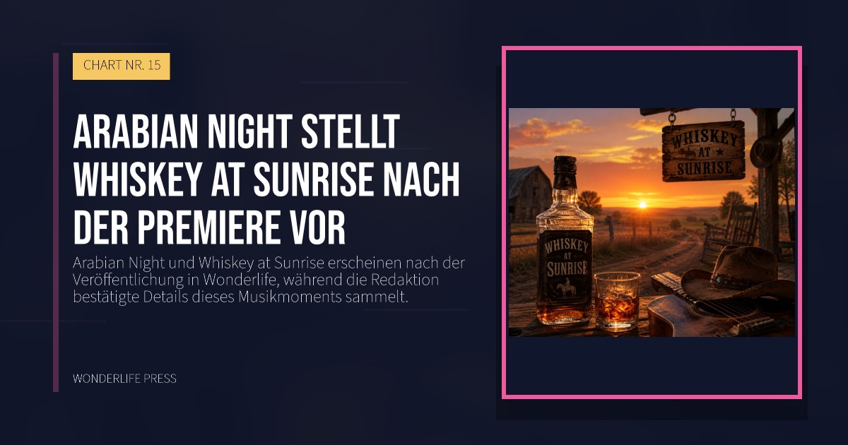 Wonderlife Press: Arabian Night stellt Whiskey at Sunrise nach der Premiere vor. Veröffentlichungscover. CHART NR. 15.
