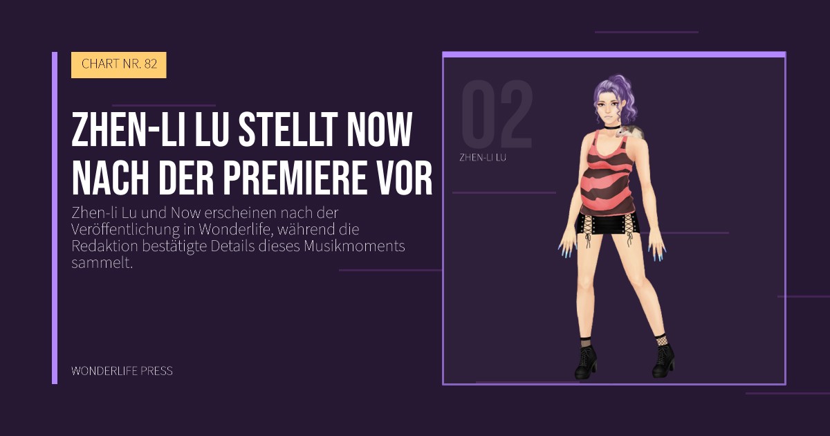 Wonderlife Press: Zhen-li Lu stellt Now nach der Premiere vor. Künstlerporträt. CHART NR. 82.