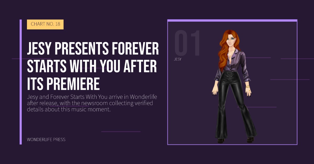 Wonderlife Press: Jesy presents Forever Starts With You after its premiere. artist portrait. CHART NO. 18.