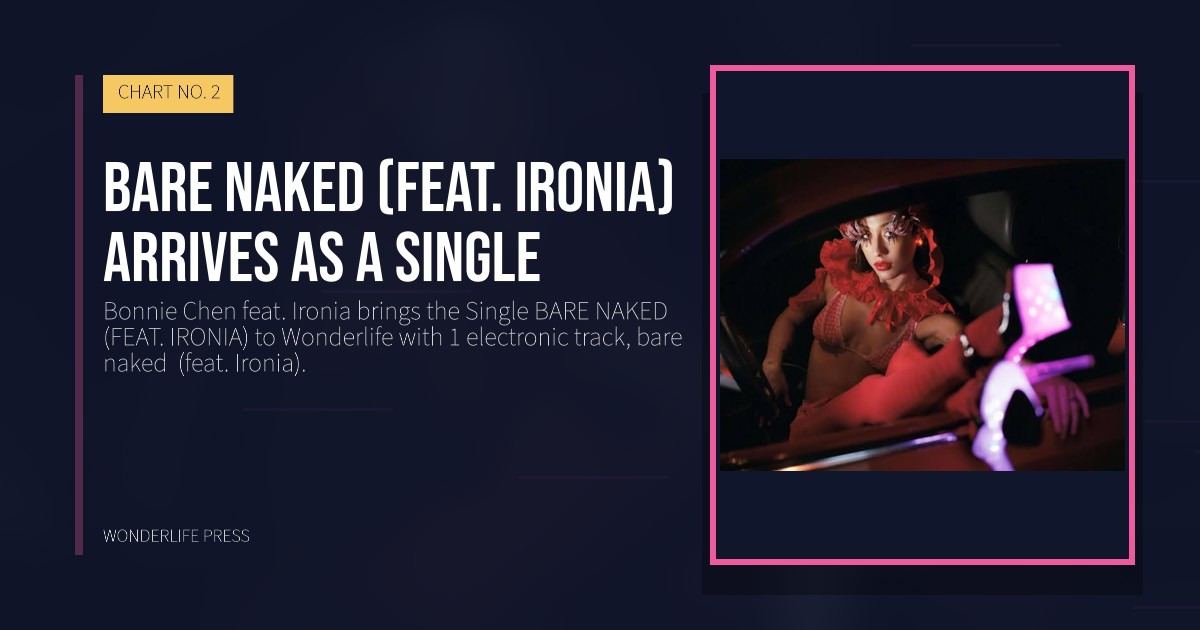 Wonderlife Press: BARE NAKED (FEAT. IRONIA) arrives as a single. release artwork. CHART NO. 2.