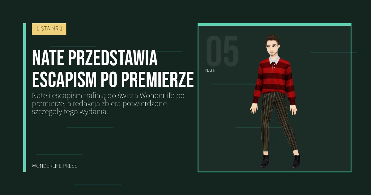 Wonderlife Press: Nate przedstawia escapism po premierze. portret artystów. LISTA NR 1.