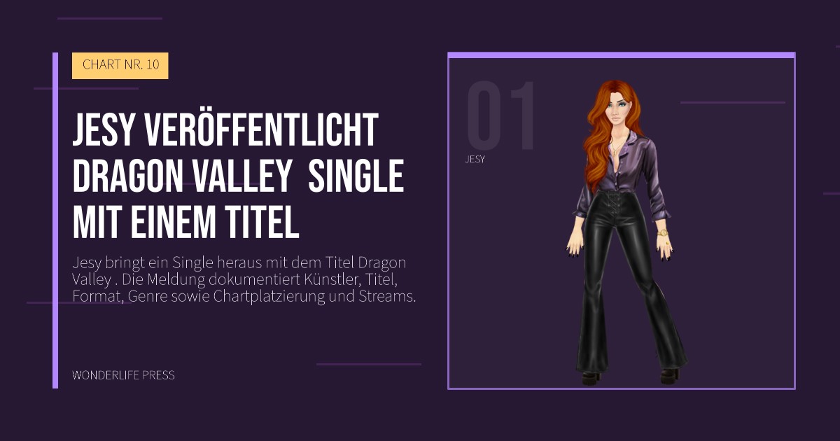 Wonderlife Press: Jesy veröffentlicht Dragon Valley single mit einem titel. Künstlerporträt. CHART NR. 10.