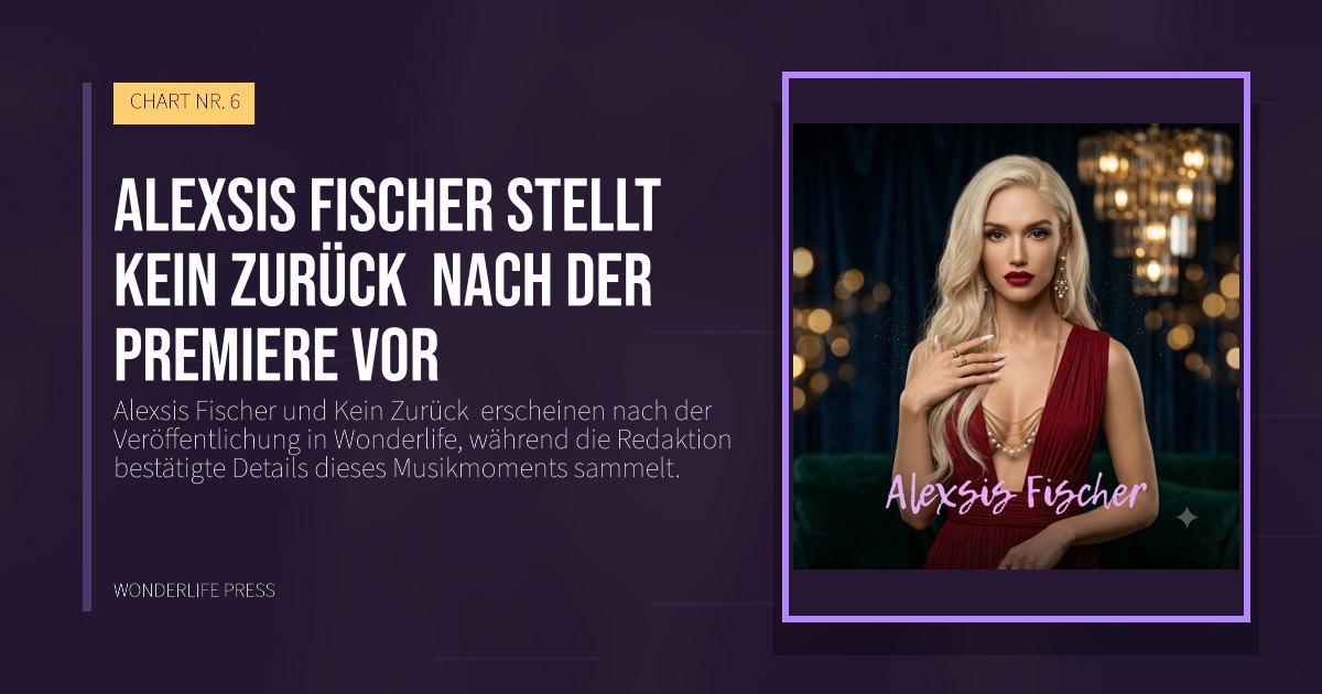 Wonderlife Press: Alexsis Fischer stellt Kein Zurück  nach der Premiere vor. Veröffentlichungscover. CHART NR. 6.