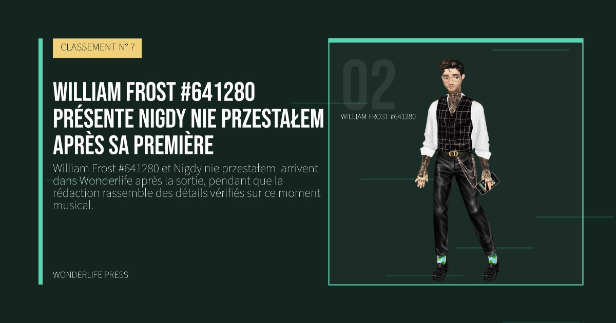 Wonderlife Press: William Frost #641280 présente Nigdy nie przestałem  après sa première. portrait des artistes. CLASSEMENT N° 7.