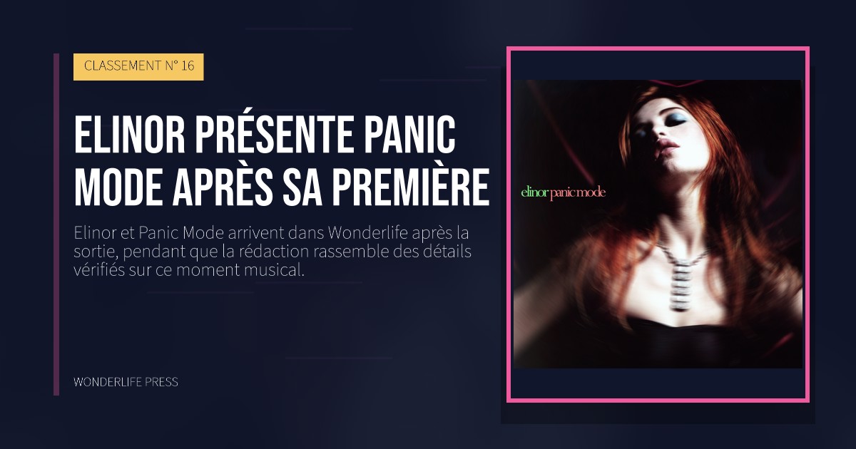 Wonderlife Press: Elinor présente Panic Mode après sa première. pochette de la sortie. CLASSEMENT N° 16.