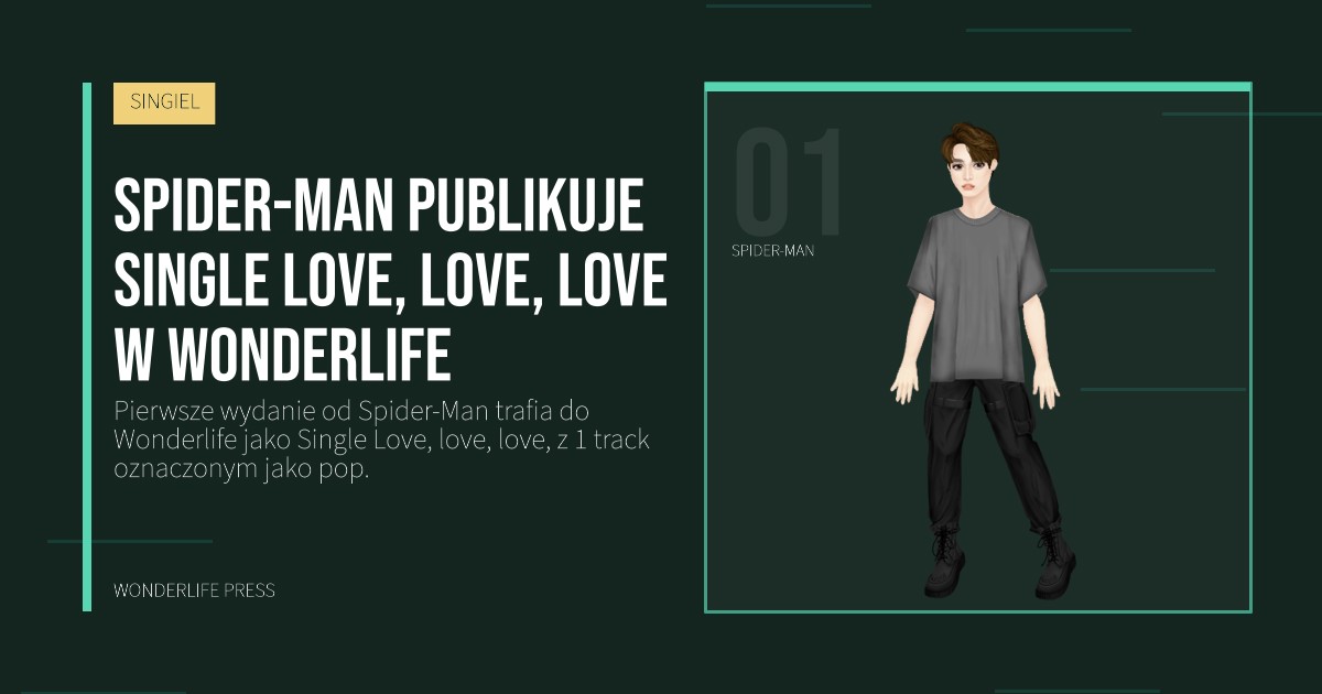 Wonderlife Press: Spider-Man publikuje Single Love, love, love w Wonderlife. portret artystów. SINGIEL.
