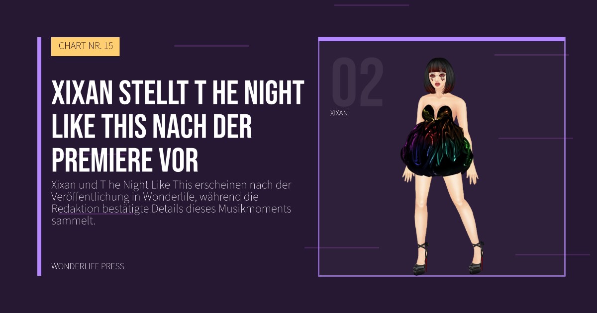 Wonderlife Press: Xixan stellt T he Night Like This nach der Premiere vor. Künstlerporträt. CHART NR. 15.