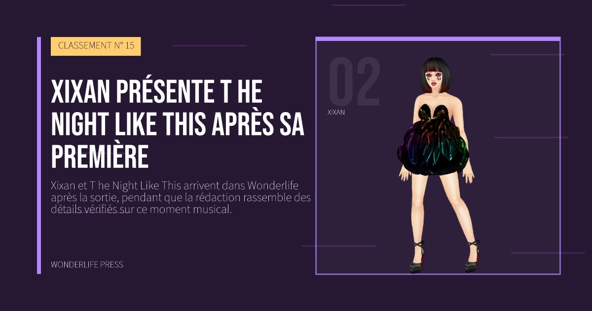 Wonderlife Press: Xixan présente T he Night Like This après sa première. portrait des artistes. CLASSEMENT N° 15.