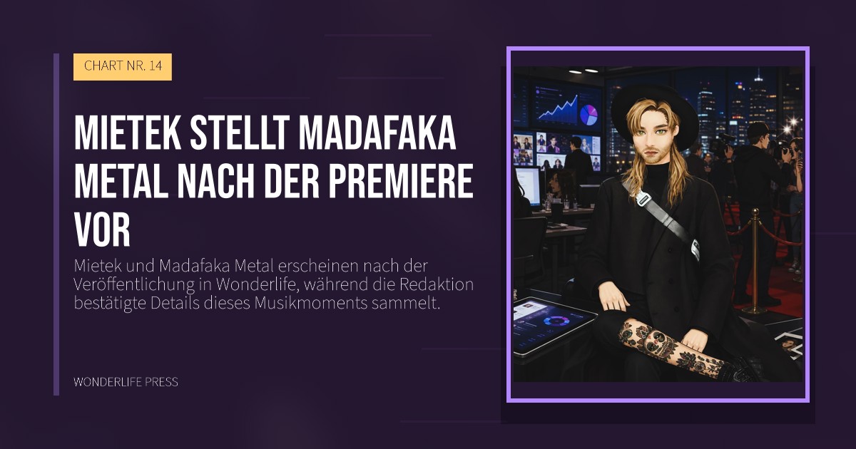 Wonderlife Press: Mietek stellt Madafaka Metal nach der Premiere vor. Veröffentlichungscover. CHART NR. 14.