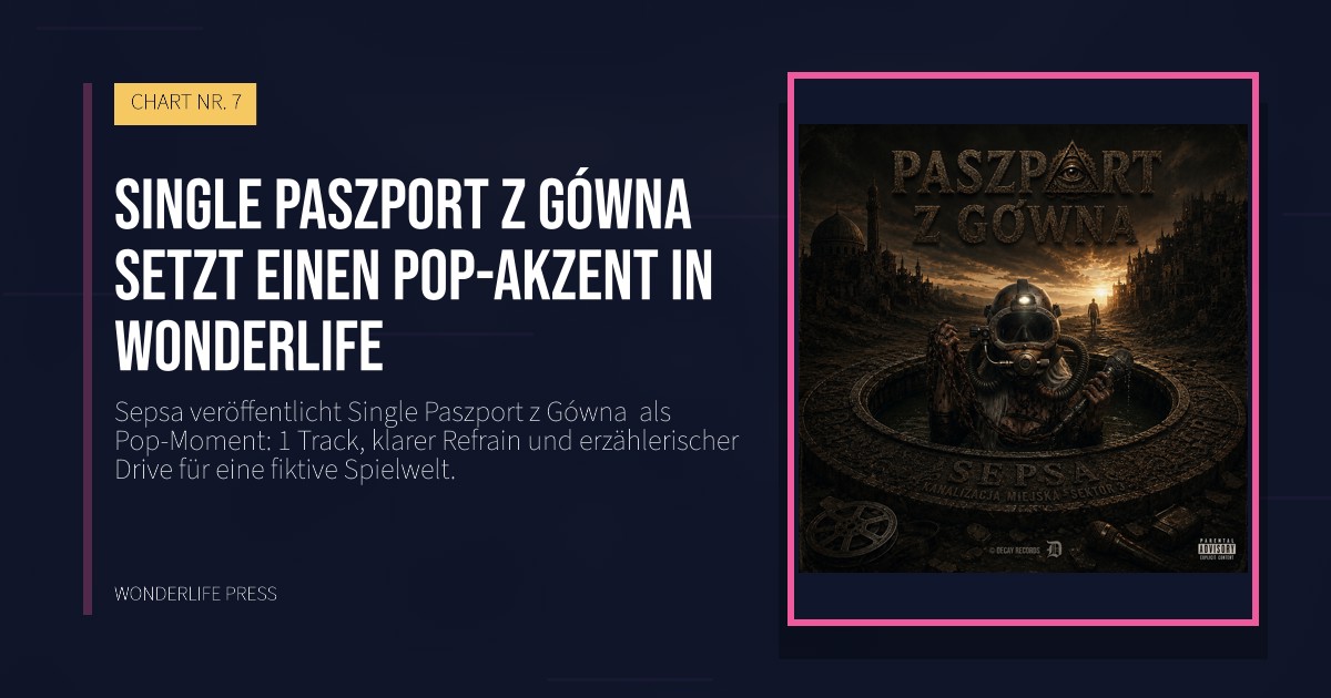 Wonderlife Press: Single Paszport z Gówna  setzt einen Pop-Akzent in Wonderlife. Veröffentlichungscover. CHART NR. 7.