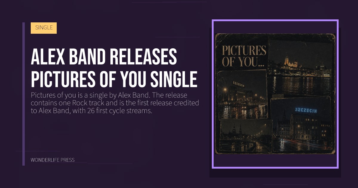 Wonderlife Press: Alex Band releases Pictures of you single. release artwork. SINGLE.