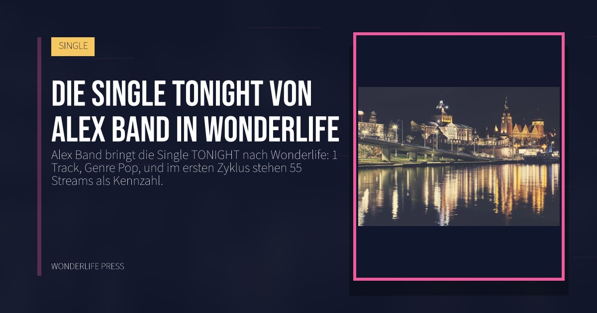Wonderlife Press: Die Single TONIGHT von Alex Band in Wonderlife. Veröffentlichungscover. SINGLE.