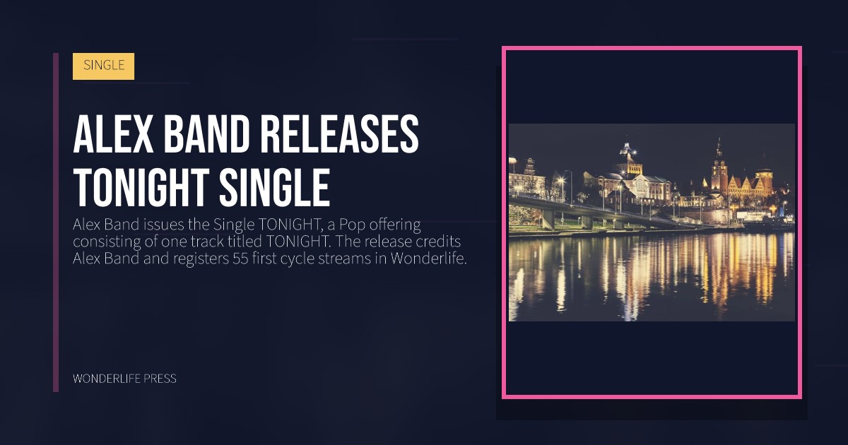 Wonderlife Press: Alex Band releases TONIGHT Single. release artwork. SINGLE.
