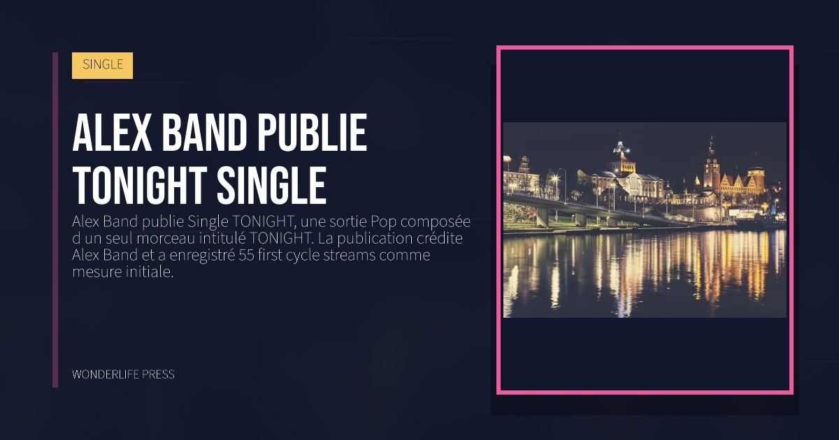 Wonderlife Press: Alex Band publie TONIGHT Single. pochette de la sortie. SINGLE.
