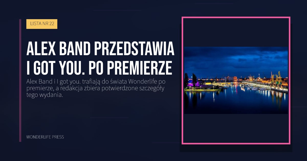 Wonderlife Press: Alex Band przedstawia I got you. po premierze. okładka wydawnictwa. LISTA NR 22.