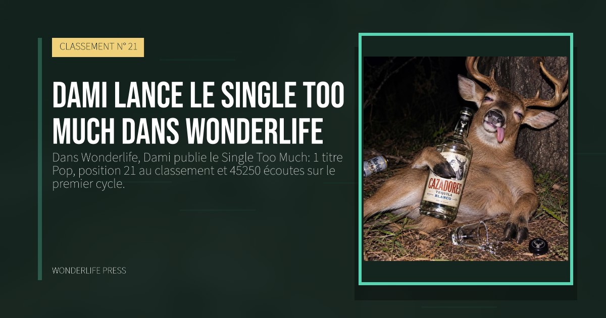 Wonderlife Press: Dami lance le Single Too Much dans Wonderlife. pochette de la sortie. CLASSEMENT N° 21.
