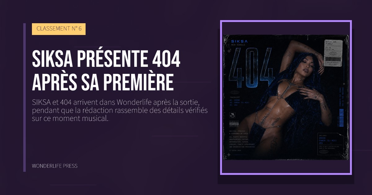 Wonderlife Press: SIKSA présente 404 après sa première. pochette de la sortie. CLASSEMENT N° 6.