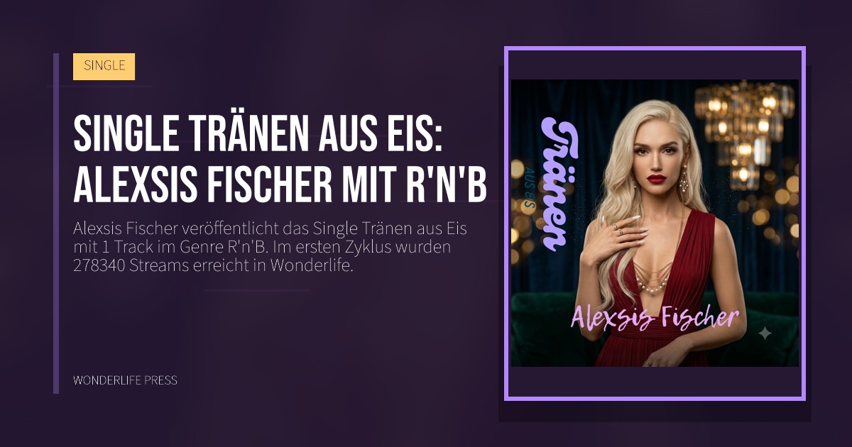 Wonderlife Press: Single Tränen aus Eis: Alexsis Fischer mit R'n'B. Veröffentlichungscover. SINGLE.