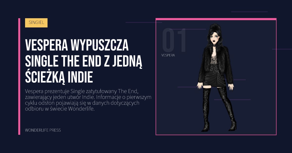 Wonderlife Press: vespera wypuszcza single the end z jedną ścieżką indie. portret artystów. SINGIEL.