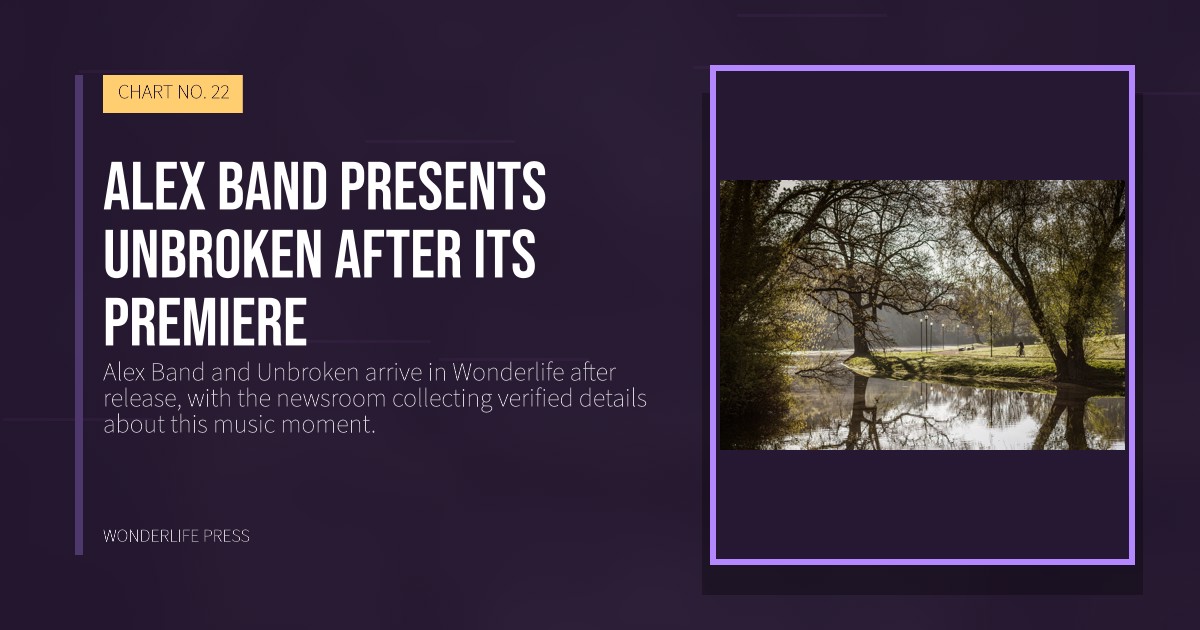 Wonderlife Press: Alex Band presents Unbroken after its premiere. release artwork. CHART NO. 22.