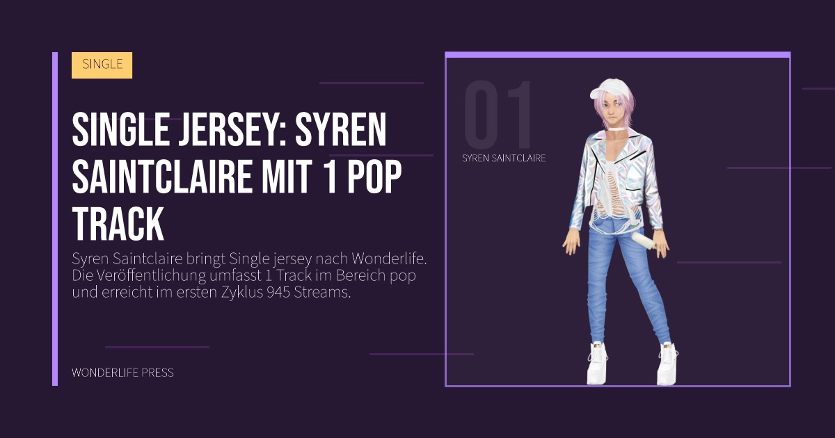 Wonderlife Press: Single jersey: Syren Saintclaire mit 1 pop track. Künstlerporträt. SINGLE.