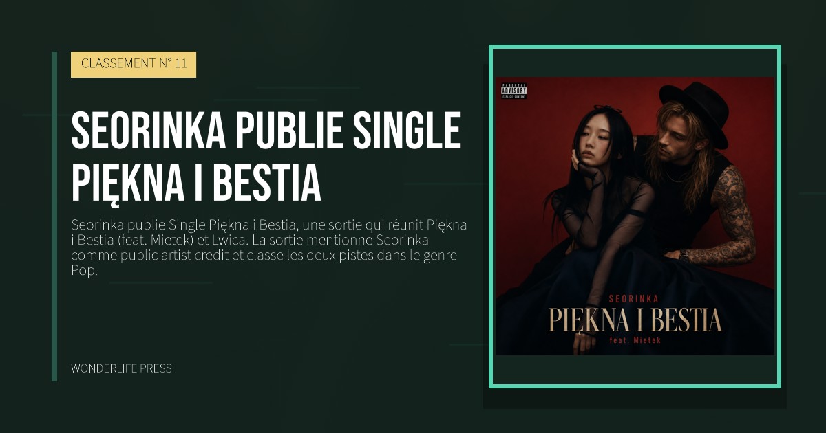 Wonderlife Press: Seorinka publie Single Piękna i Bestia. pochette de la sortie. CLASSEMENT N° 11.