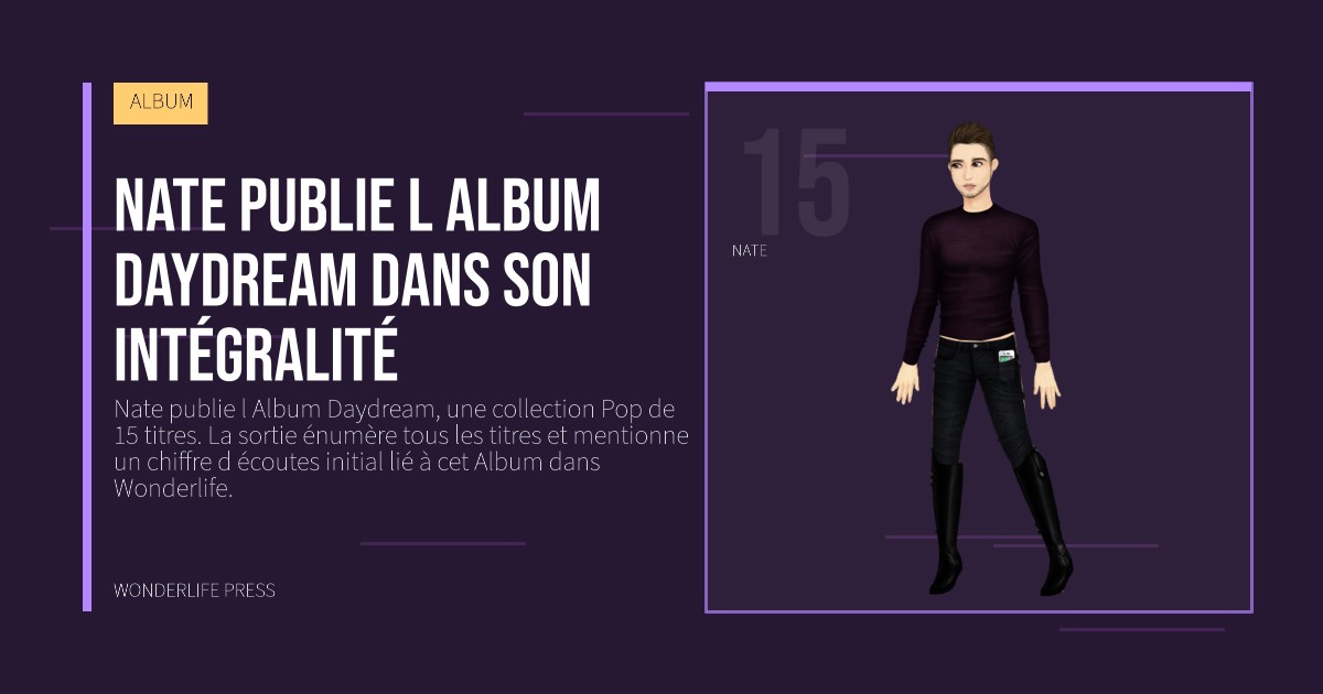 Wonderlife Press: Nate publie l Album Daydream dans son intégralité. portrait des artistes. ALBUM.