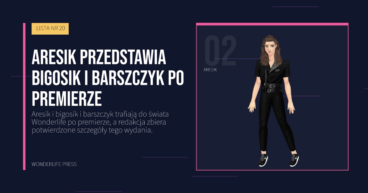 Wonderlife Press: Aresik przedstawia bigosik i barszczyk po premierze. portret artystów. LISTA NR 20.