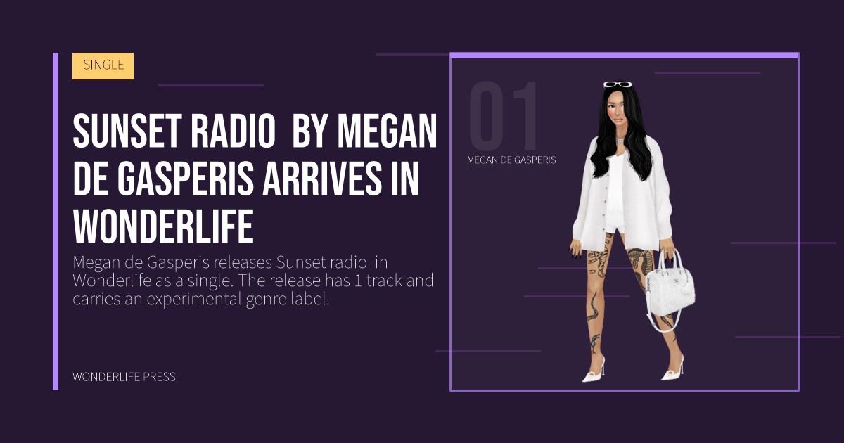 Wonderlife Press: Sunset radio  by Megan de Gasperis arrives in Wonderlife. artist portrait. SINGLE.