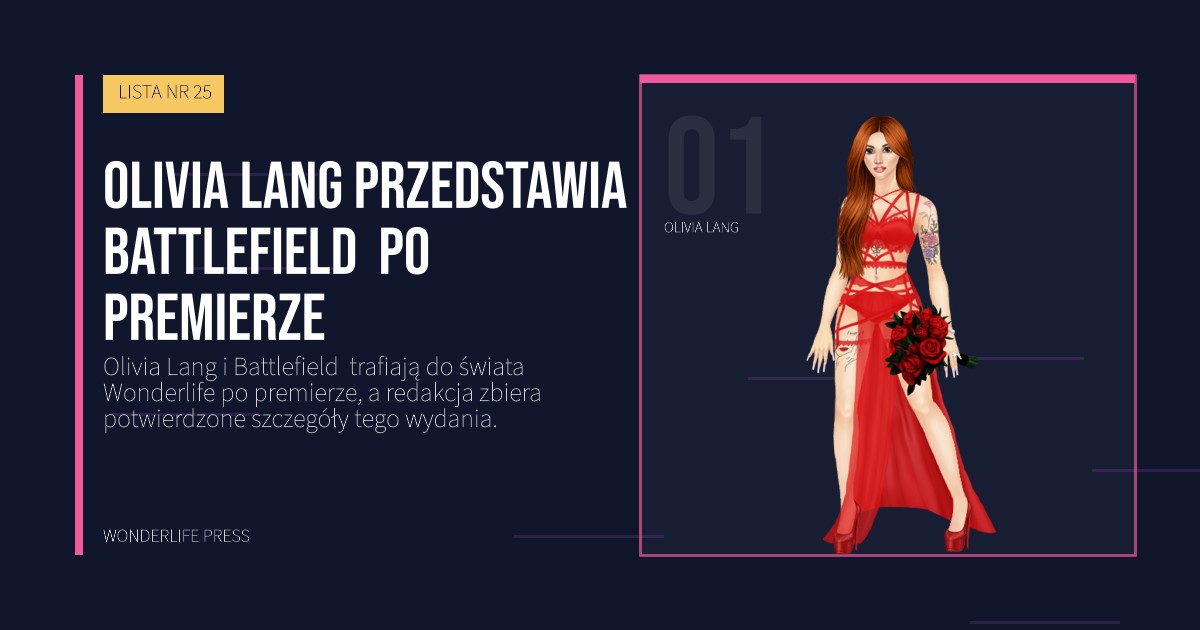 Wonderlife Press: Olivia Lang przedstawia Battlefield  po premierze. portret artystów. LISTA NR 25.