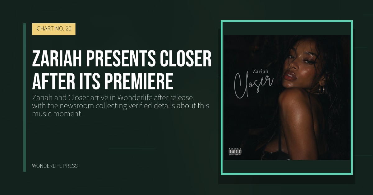 Wonderlife Press: Zariah presents Closer after its premiere. release artwork. CHART NO. 20.