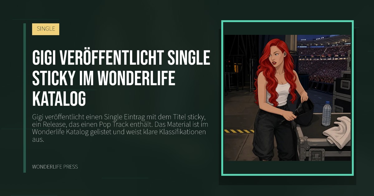 Wonderlife Press: Gigi veröffentlicht Single sticky im Wonderlife katalog. Veröffentlichungscover. SINGLE.