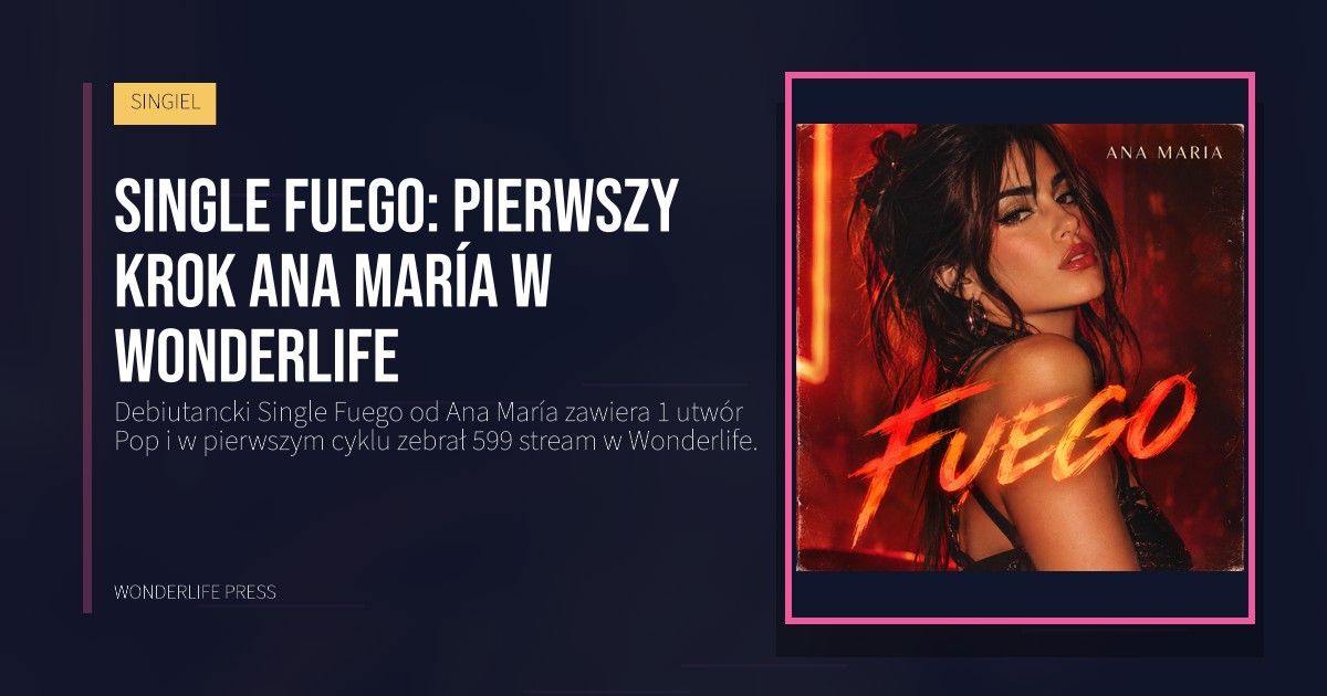 Wonderlife Press: Single Fuego: pierwszy krok Ana María w Wonderlife. okładka wydawnictwa. SINGIEL.