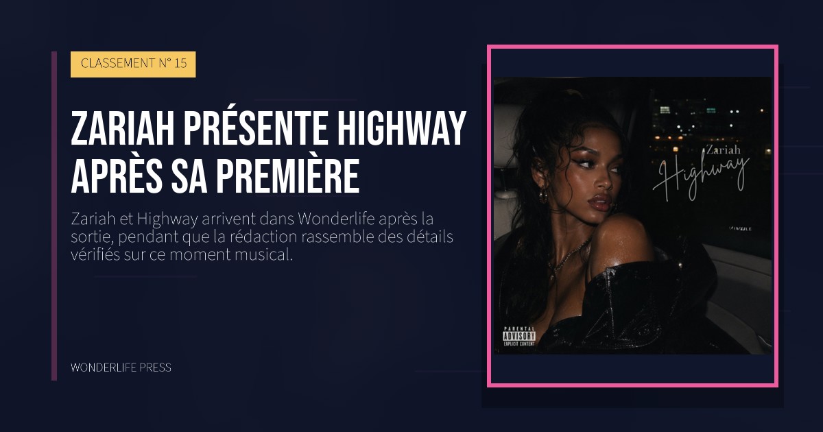 Wonderlife Press: Zariah présente Highway après sa première. pochette de la sortie. CLASSEMENT N° 15.