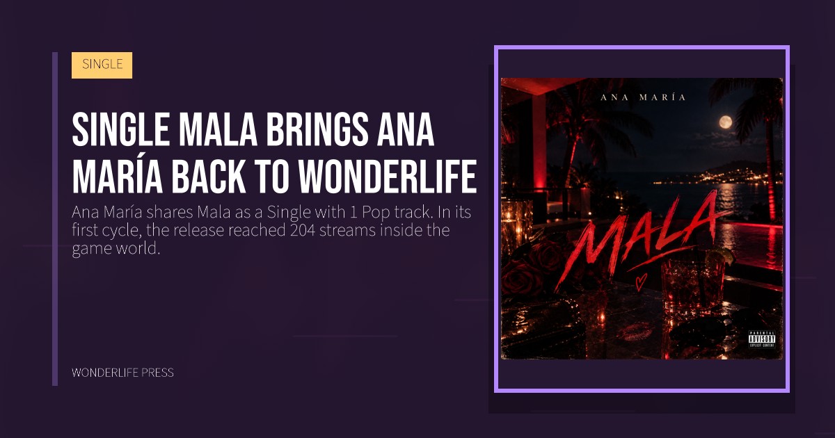 Wonderlife Press: Single Mala brings Ana María back to Wonderlife. release artwork. SINGLE.