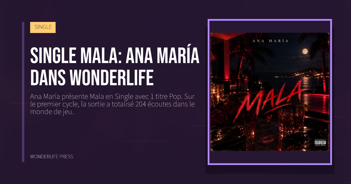 Wonderlife Press: Single Mala: Ana María dans Wonderlife. pochette de la sortie. SINGLE.