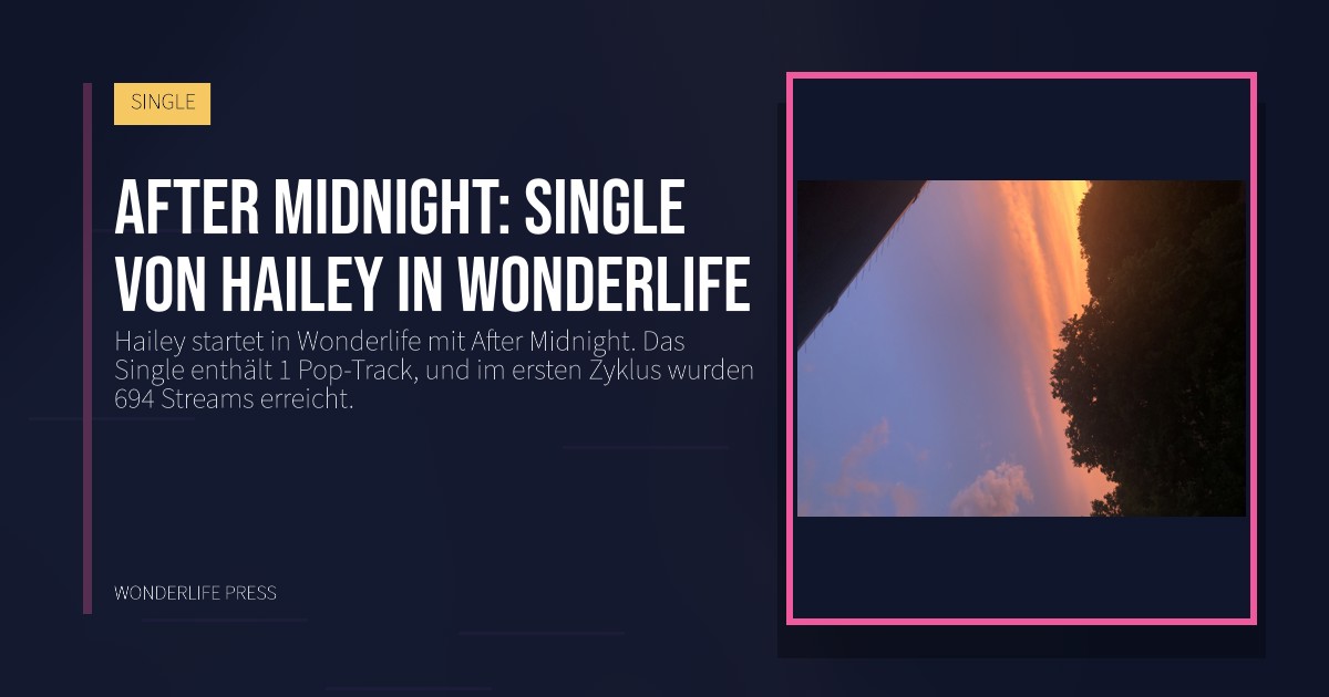 Wonderlife Press: After Midnight: single von Hailey in Wonderlife. Veröffentlichungscover. SINGLE.