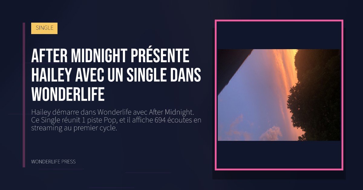 Wonderlife Press: After Midnight présente Hailey avec un Single dans Wonderlife. pochette de la sortie. SINGLE.