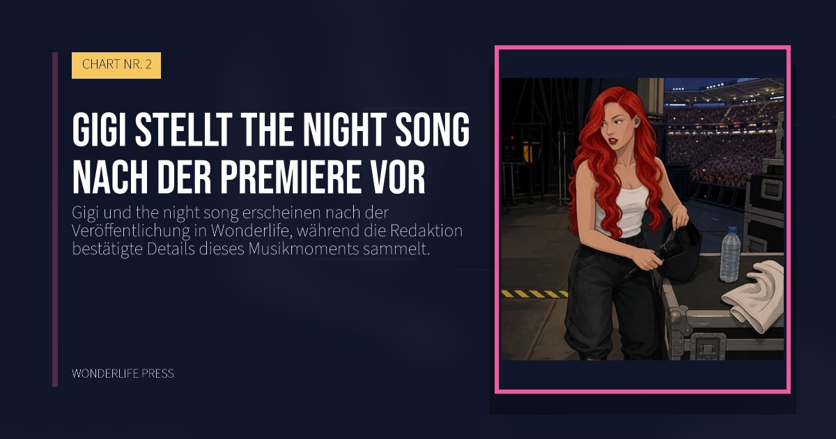 Wonderlife Press: Gigi stellt the night song nach der Premiere vor. Veröffentlichungscover. CHART NR. 2.