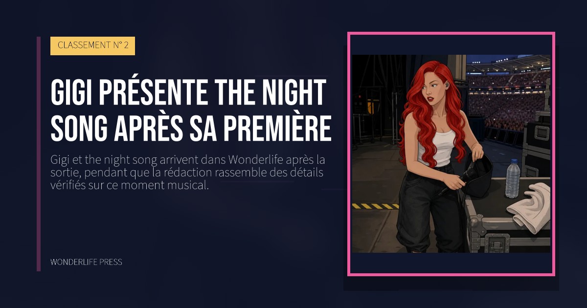 Wonderlife Press: Gigi présente the night song après sa première. pochette de la sortie. CLASSEMENT N° 2.