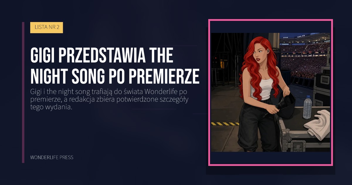 Wonderlife Press: Gigi przedstawia the night song po premierze. okładka wydawnictwa. LISTA NR 2.