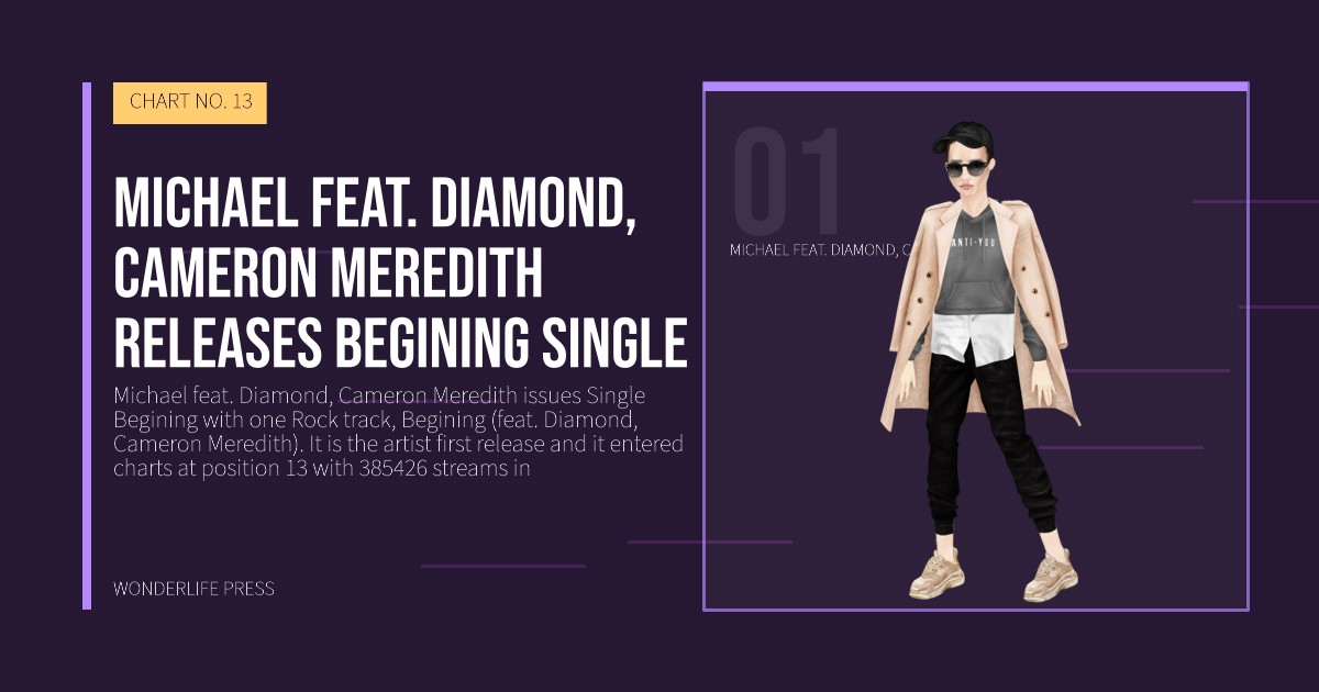Wonderlife Press: Michael feat. Diamond, Cameron Meredith releases Begining single. artist portrait. CHART NO. 13.