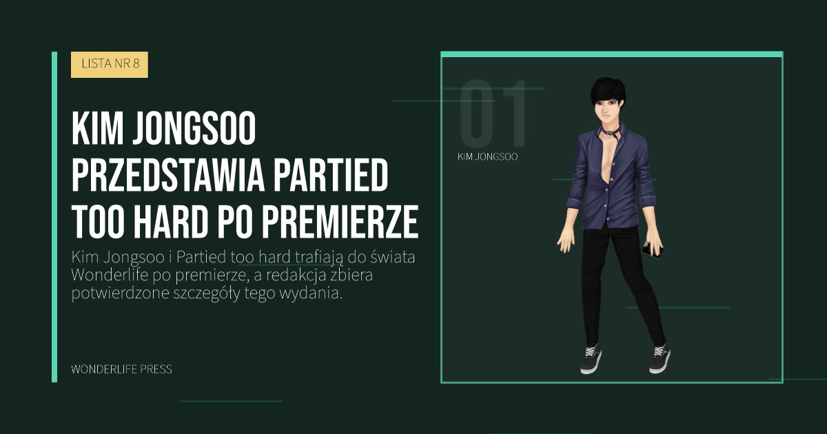 Wonderlife Press: Kim Jongsoo przedstawia Partied too hard po premierze. portret artystów. LISTA NR 8.