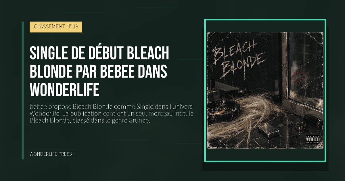 Wonderlife Press: Single de début Bleach Blonde par bebee dans Wonderlife. pochette de la sortie. CLASSEMENT N° 19.