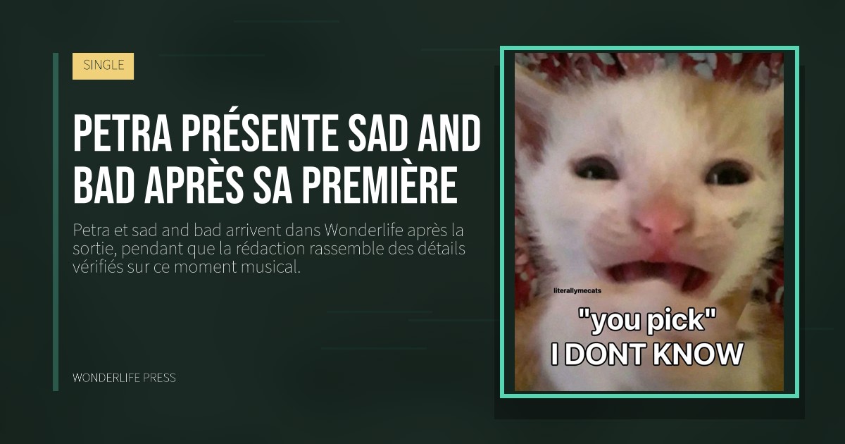 Wonderlife Press: Petra présente sad and bad après sa première. pochette de la sortie. SINGLE.