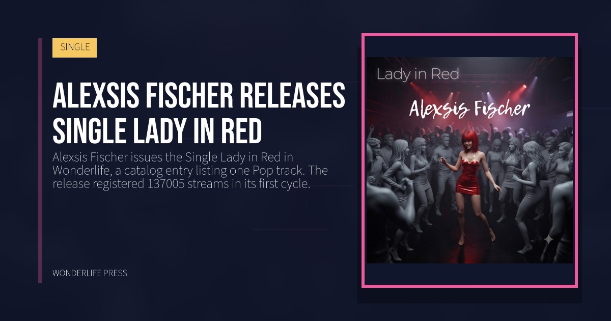 Wonderlife Press: Alexsis Fischer releases single Lady in Red. release artwork. SINGLE.