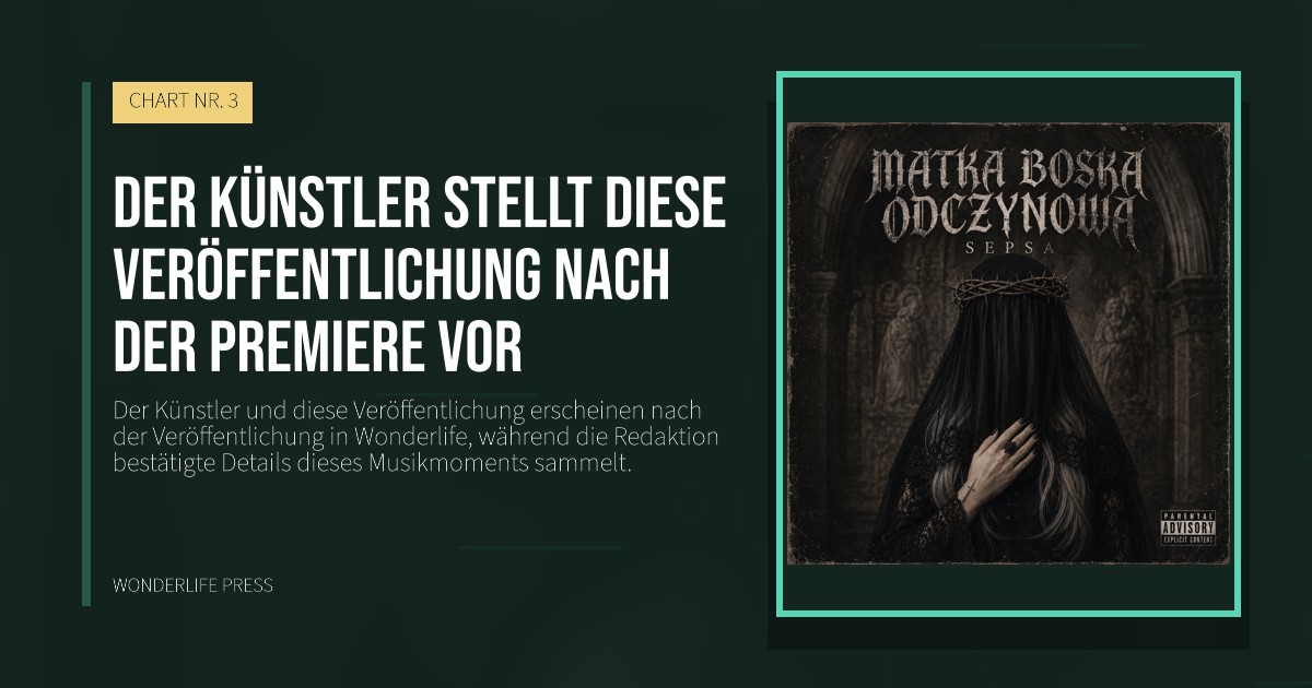 Wonderlife Press: Der Künstler stellt diese Veröffentlichung nach der Premiere vor. Veröffentlichungscover. CHART NR. 3.