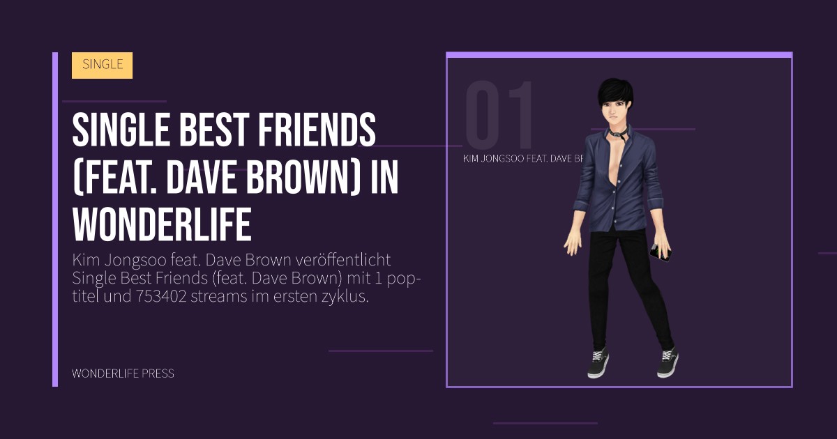 Wonderlife Press: Single Best Friends (feat. Dave Brown) in Wonderlife. Künstlerporträt. SINGLE.