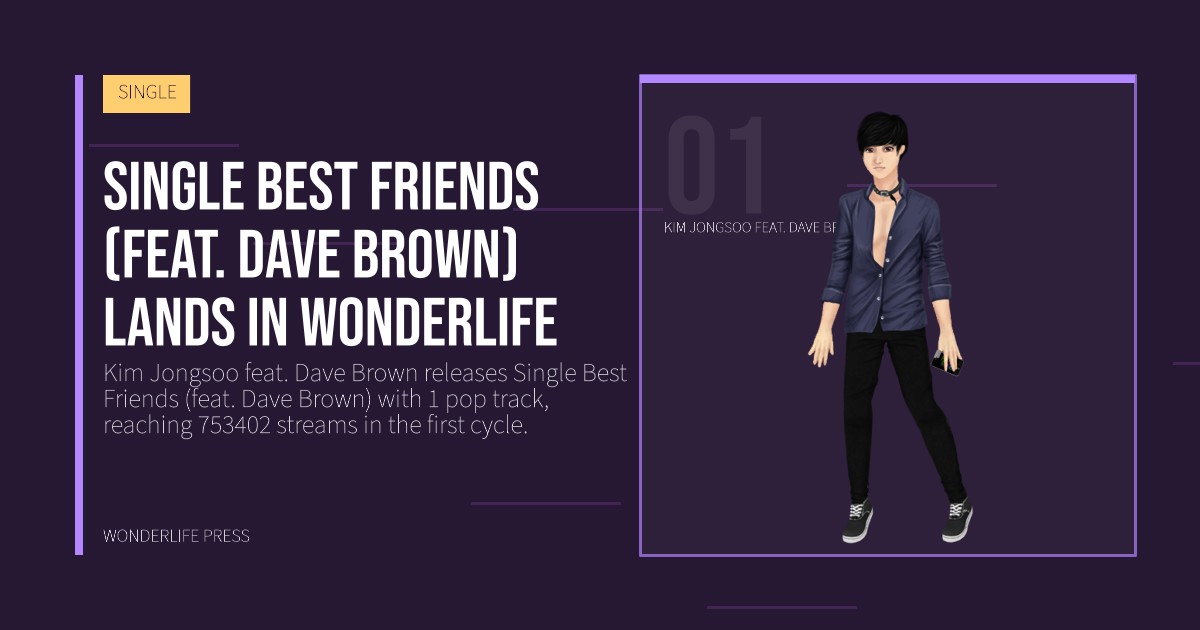 Wonderlife Press: Single Best Friends (feat. Dave Brown) lands in Wonderlife. artist portrait. SINGLE.