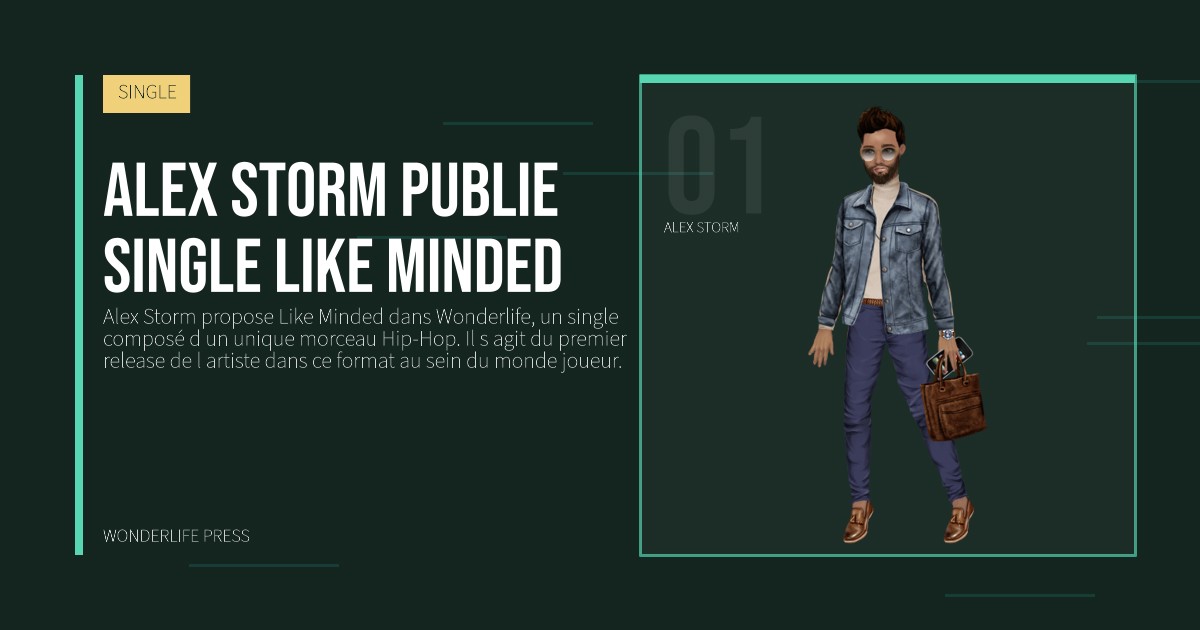 Wonderlife Press: Alex Storm publie single Like Minded. portrait des artistes. SINGLE.
